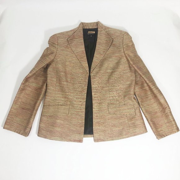 Kaspar 3 Piece Pant Suit Jacket Vest Pants Multi Color Shell Brown Pants Wm's 10 - Picture 6 of 13